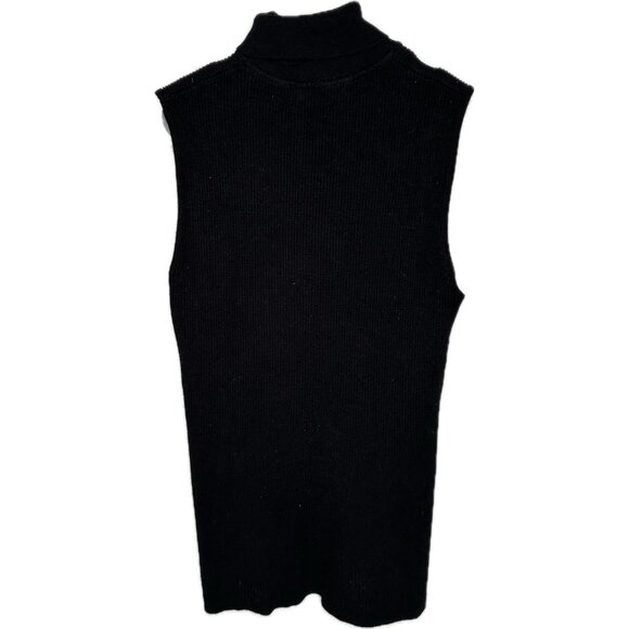 Jones New York Sutton Mock Neck Tank Top Ribbed Black Viscose Small - Picture 3 of 8